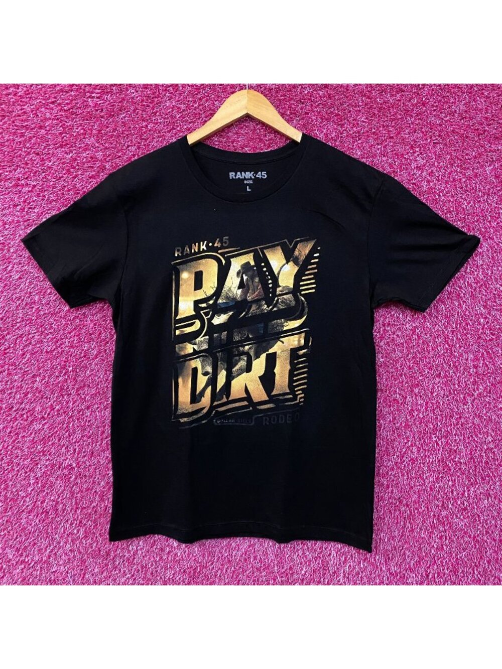 Rank-45 Pay Dirt Rodeo Graphic Design T-Shirt Large.